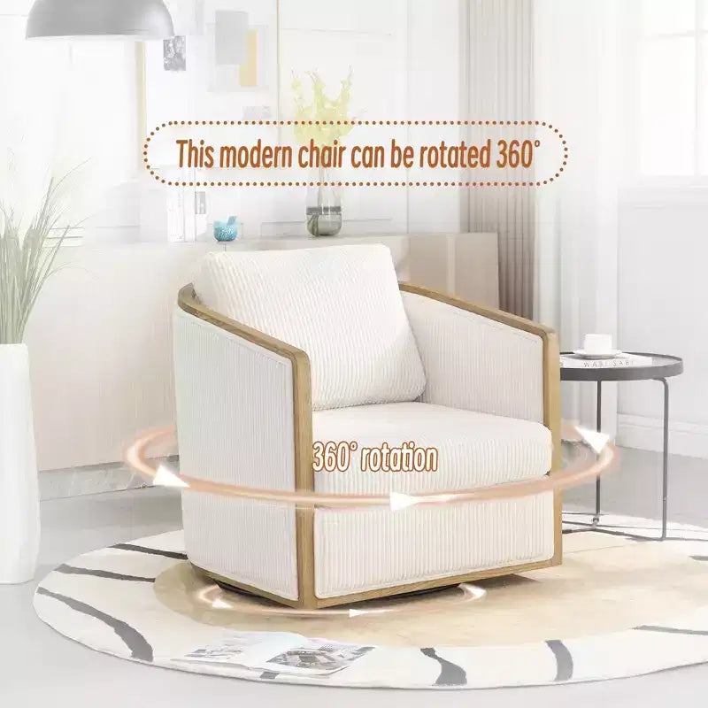 Fauteuil pivotant 360° en velours côtelé MAYEERTY, gris foncé, pour salon/chambre/bureau