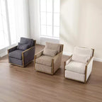 Fauteuil pivotant 360° en velours côtelé MAYEERTY, gris foncé, pour salon/chambre/bureau