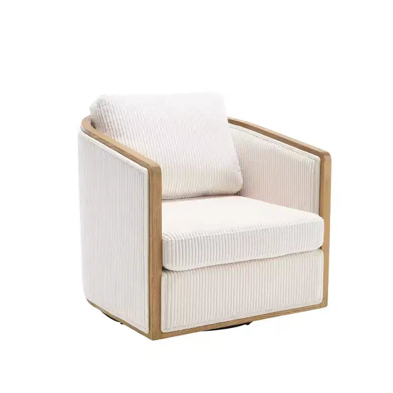Fauteuil pivotant 360° en velours côtelé MAYEERTY, gris foncé, pour salon/chambre/bureau