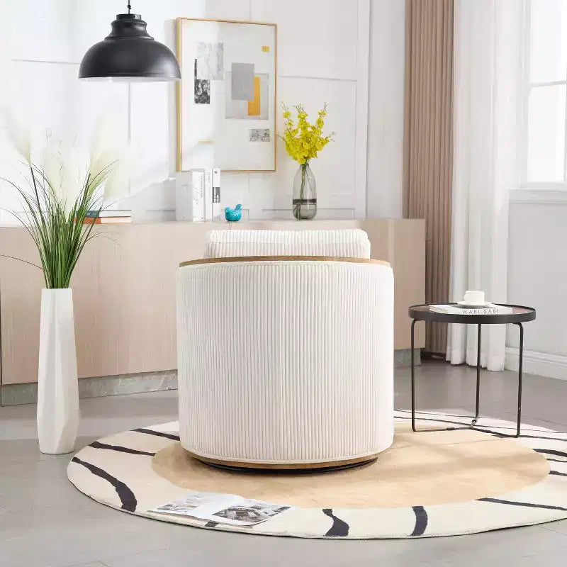Fauteuil pivotant 360° en velours côtelé MAYEERTY, gris foncé, pour salon/chambre/bureau