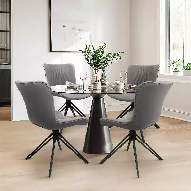 Lot de 4 chaises de salle à manger pivotantes rembourrées Vatros style moderne milieu de siècle