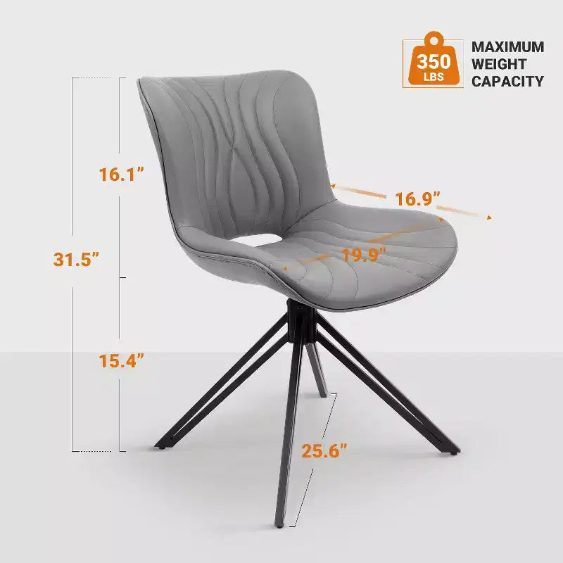 Lot de 4 chaises de salle à manger pivotantes rembourrées Vatros style moderne milieu de siècle