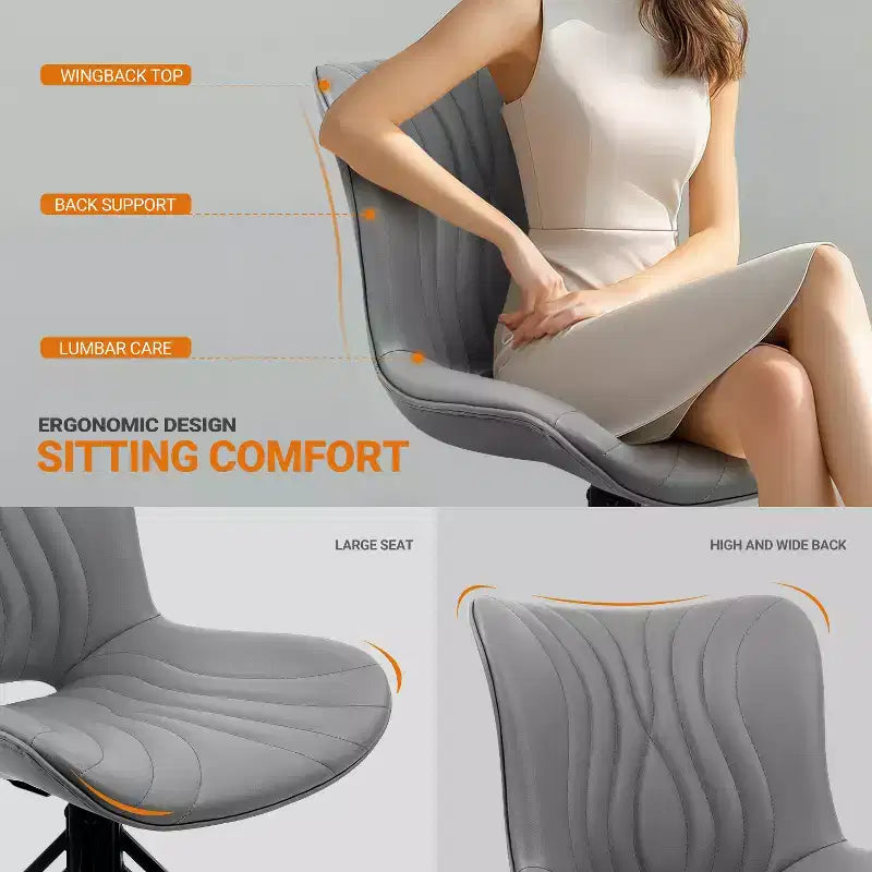 Lot de 4 chaises de salle à manger pivotantes rembourrées Vatros style moderne milieu de siècle