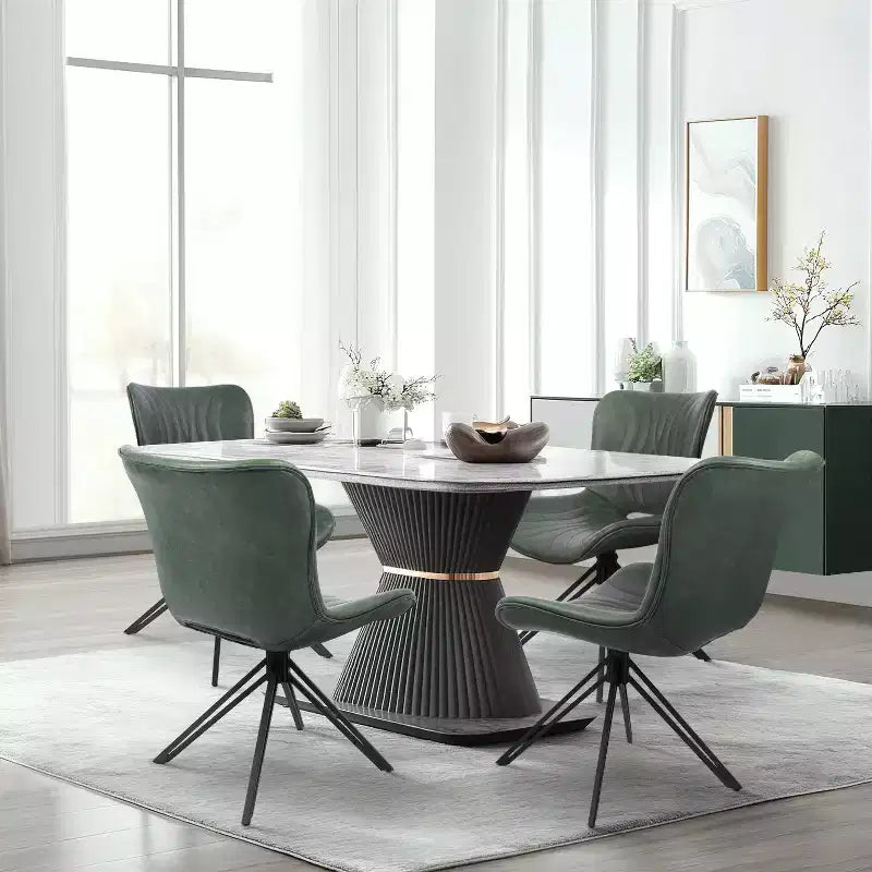 Lot de 4 chaises de salle à manger pivotantes rembourrées Vatros style moderne milieu de siècle