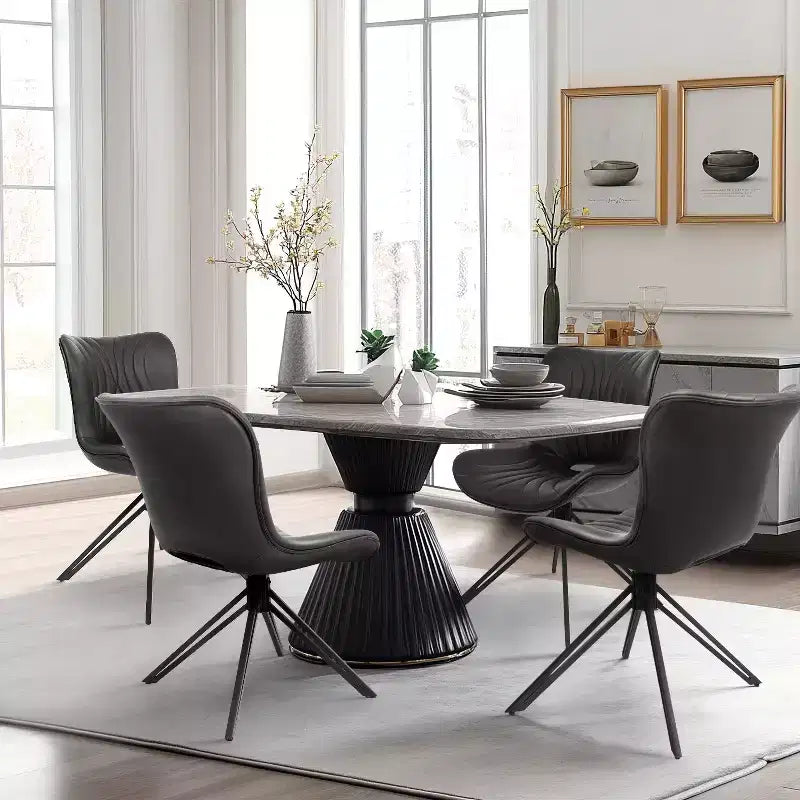Lot de 4 chaises de salle à manger pivotantes rembourrées Vatros style moderne milieu de siècle