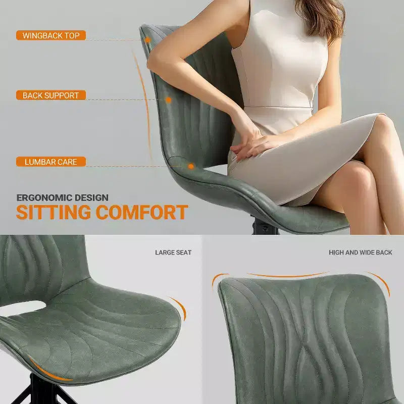 Lot de 4 chaises de salle à manger pivotantes rembourrées Vatros style moderne milieu de siècle