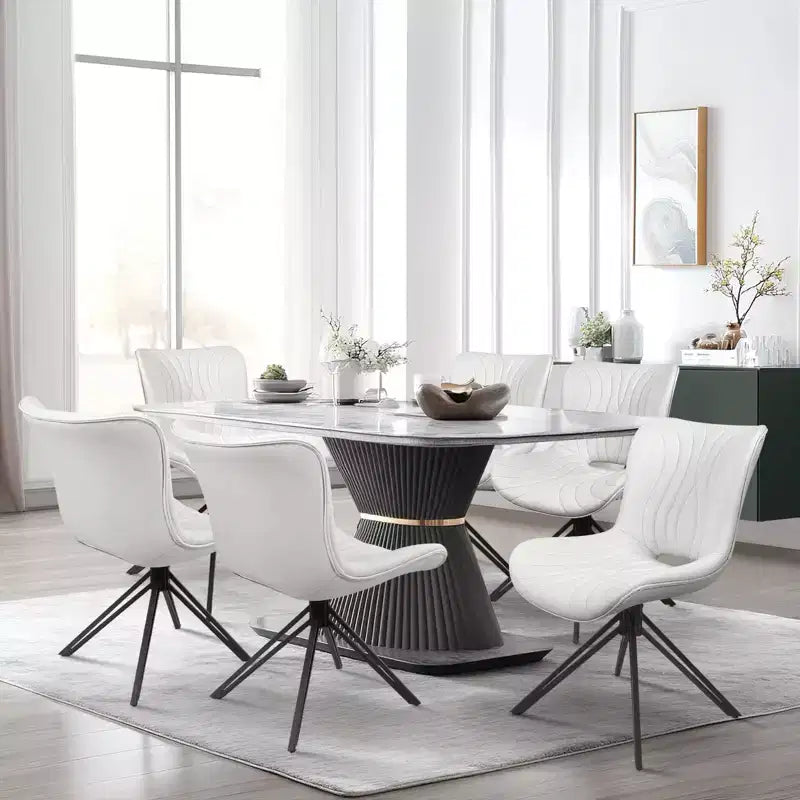 Lot de 4 chaises de salle à manger pivotantes rembourrées Vatros style moderne milieu de siècle