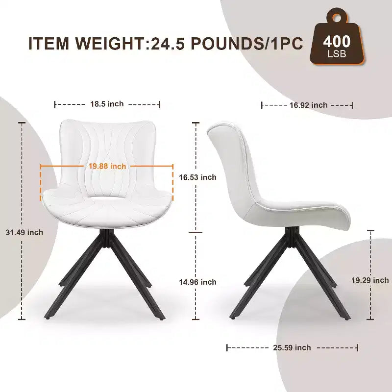 Lot de 4 chaises de salle à manger pivotantes rembourrées Vatros style moderne milieu de siècle