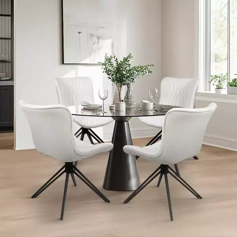 Lot de 4 chaises de salle à manger pivotantes rembourrées Vatros style moderne milieu de siècle