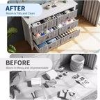 Commode Acekool à 6 tiroirs cannelés, commode ondulée avec poignées métalliques, armoire de rangement moderne pour chambre à coucher, salon, kit anti-basculement