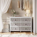 Commode Acekool à 6 tiroirs cannelés, commode ondulée avec poignées métalliques, armoire de rangement moderne pour chambre à coucher, salon, kit anti-basculement