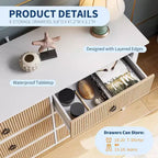 Commode Acekool à 6 tiroirs cannelés, commode ondulée avec poignées métalliques, armoire de rangement moderne pour chambre à coucher, salon, kit anti-basculement