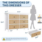 Commode Acekool à 6 tiroirs cannelés, commode ondulée avec poignées métalliques, armoire de rangement moderne pour chambre à coucher, salon, kit anti-basculement