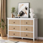 Acekool 6-Drawer Fluted Dresser, Waveform Chest with Metal Handles, Modern Storage Cabinet for Bedroom, Living Room, Anti-Tip Kit