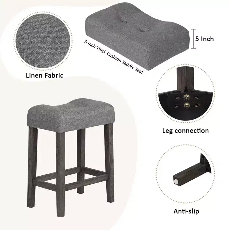 Ensemble de table à manger 4 pièces, table et chaises de bar, ensemble de table de bar avec 3 tabourets rembourrés, marron