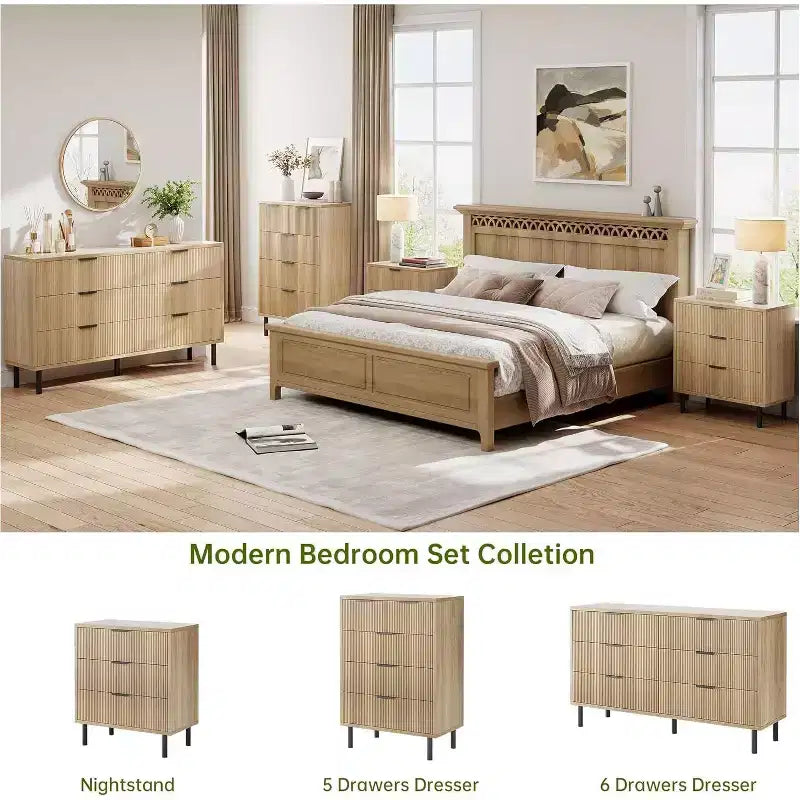 Commode cannelée à trois tiroirs, Meuble de rangement en bois avec tiroirs, Commode de rangement moderne avec pieds en métal, Dispositifs anti-basculement, Chambre, Salon