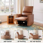 Fauteuil inclinable, pivotant et à bascule avec support lombaire et revêtement en similicuir, pour salon, chambre à coucher, chambre de bébé, salle de cinéma maison
