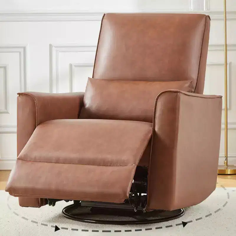 Fauteuil inclinable, pivotant et à bascule avec support lombaire et revêtement en similicuir, pour salon, chambre à coucher, chambre de bébé, salle de cinéma maison