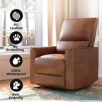 Fauteuil inclinable, pivotant et à bascule avec support lombaire et revêtement en similicuir, pour salon, chambre à coucher, chambre de bébé, salle de cinéma maison