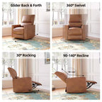 Fauteuil inclinable, pivotant et à bascule avec support lombaire et revêtement en similicuir, pour salon, chambre à coucher, chambre de bébé, salle de cinéma maison