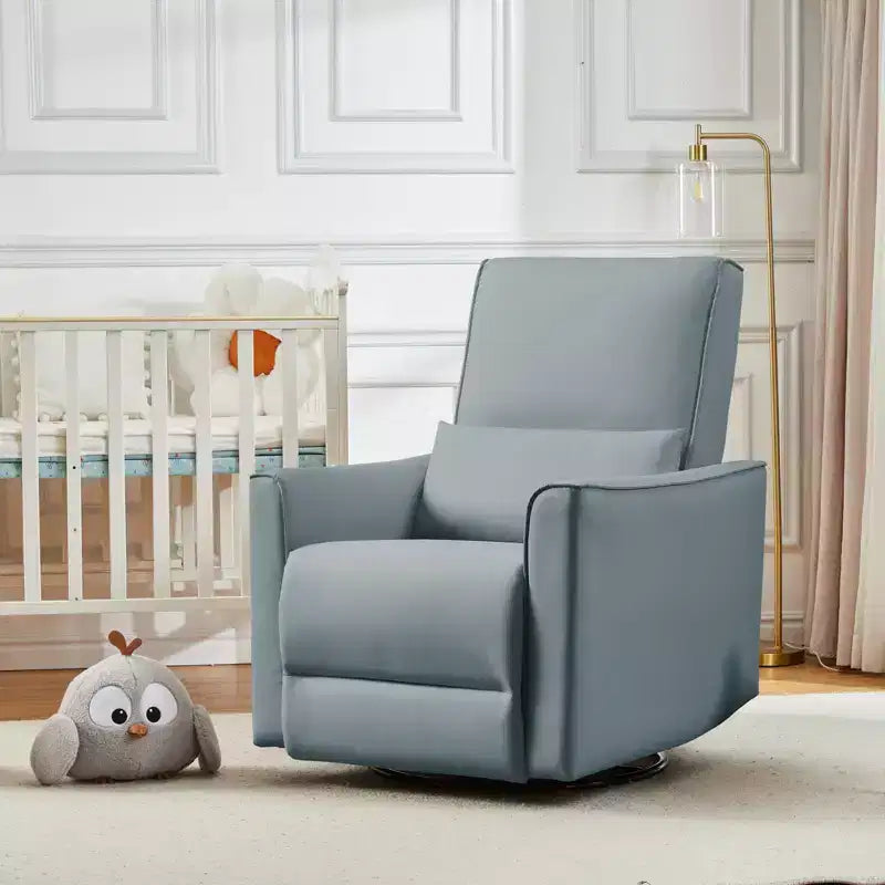 Fauteuil inclinable, pivotant et à bascule avec support lombaire et revêtement en similicuir, pour salon, chambre à coucher, chambre de bébé, salle de cinéma maison
