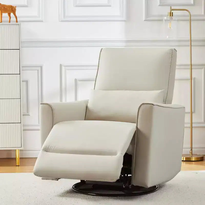 Fauteuil inclinable, pivotant et à bascule avec support lombaire et revêtement en similicuir, pour salon, chambre à coucher, chambre de bébé, salle de cinéma maison