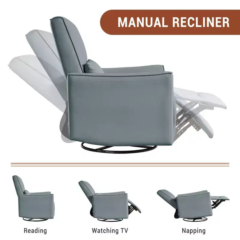 Fauteuil inclinable, pivotant et à bascule avec support lombaire et revêtement en similicuir, pour salon, chambre à coucher, chambre de bébé, salle de cinéma maison