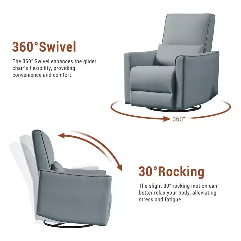 Fauteuil inclinable, pivotant et à bascule avec support lombaire et revêtement en similicuir, pour salon, chambre à coucher, chambre de bébé, salle de cinéma maison