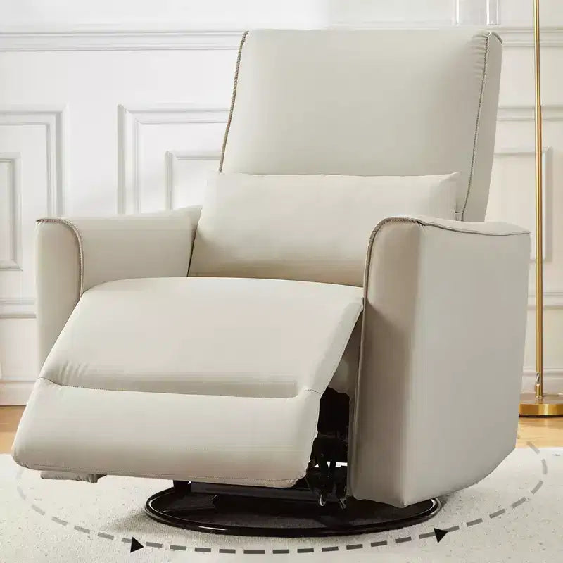 Fauteuil inclinable, pivotant et à bascule avec support lombaire et revêtement en similicuir, pour salon, chambre à coucher, chambre de bébé, salle de cinéma maison