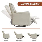 Fauteuil inclinable, pivotant et à bascule avec support lombaire et revêtement en similicuir, pour salon, chambre à coucher, chambre de bébé, salle de cinéma maison
