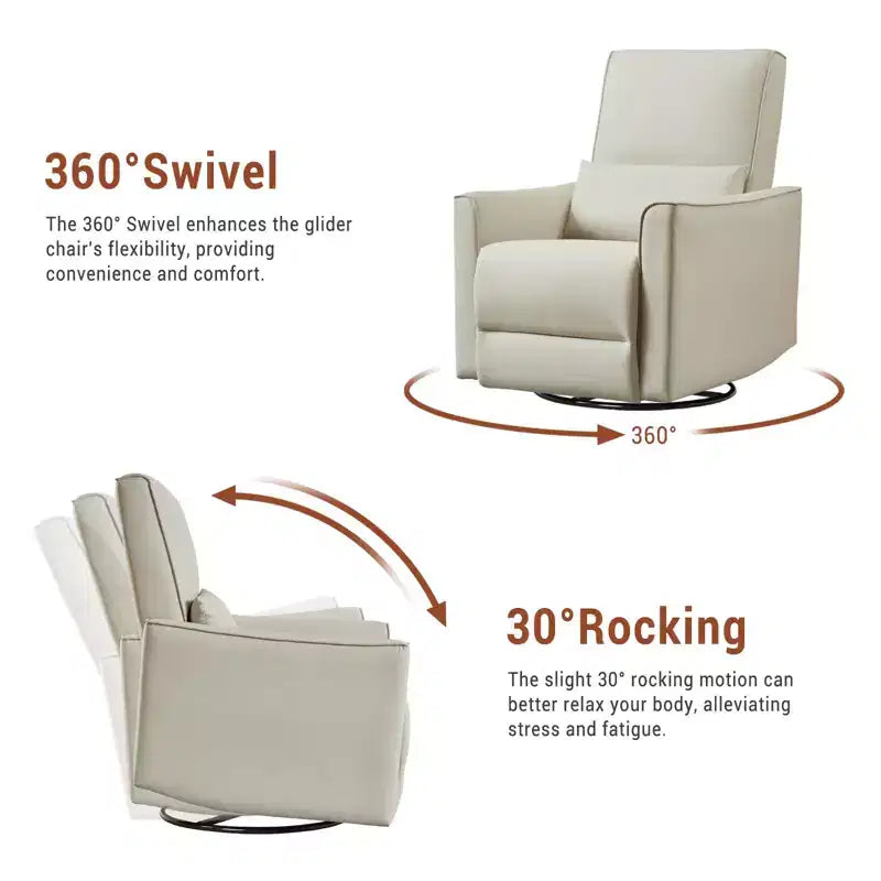 Fauteuil inclinable, pivotant et à bascule avec support lombaire et revêtement en similicuir, pour salon, chambre à coucher, chambre de bébé, salle de cinéma maison