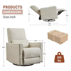 Fauteuil inclinable, pivotant et à bascule avec support lombaire et revêtement en similicuir, pour salon, chambre à coucher, chambre de bébé, salle de cinéma maison