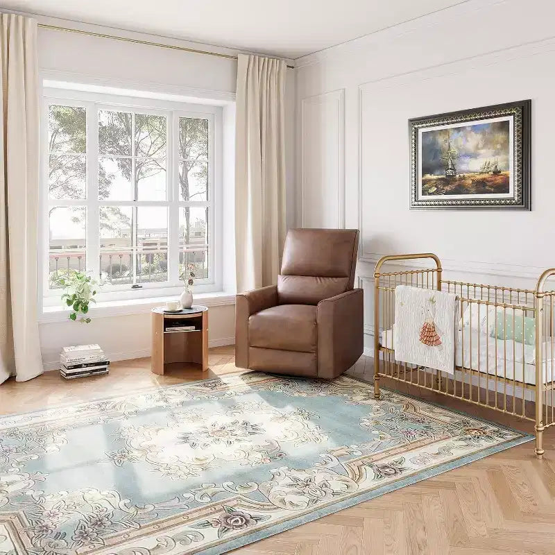 Fauteuil inclinable, pivotant et à bascule avec support lombaire et revêtement en similicuir, pour salon, chambre à coucher, chambre de bébé, salle de cinéma maison