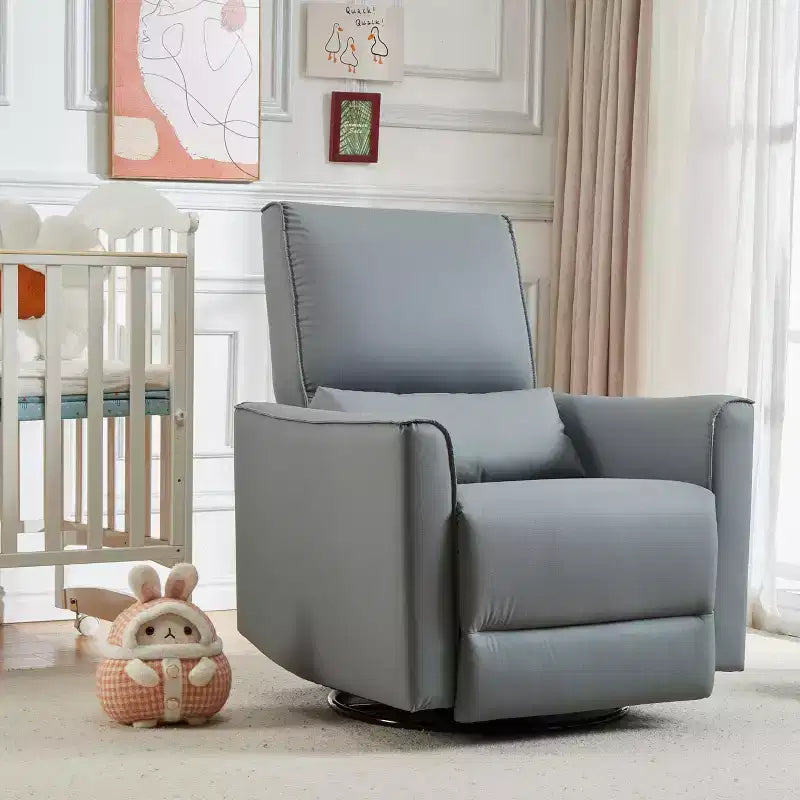 Fauteuil inclinable, pivotant et à bascule avec support lombaire et revêtement en similicuir, pour salon, chambre à coucher, chambre de bébé, salle de cinéma maison