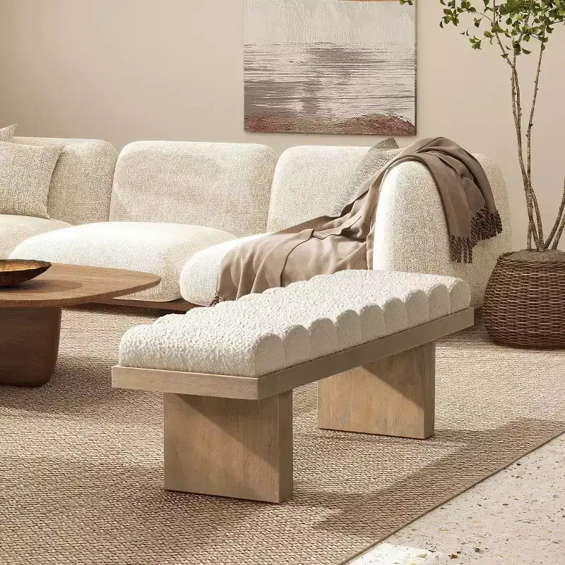 Banc d'appoint moderne Spenser 52 en bois et tissu de Christopher Knight Home