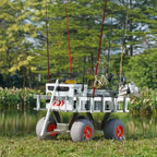 Chariot de pêche de plage VEVOR, capacité de charge de 227 kg, chariot à poissons et marin avec quatre grandes roues de 33 cm, pneus ballon en PU pour le sable, aluminium robuste.