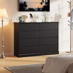 Commode double à 8 tiroirs Whizmax - Commode en bois à plateau large avec tiroirs profonds pour chambre à coucher, chambre d'enfant, salon