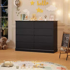 Commode double à 8 tiroirs Whizmax - Commode en bois à plateau large avec tiroirs profonds pour chambre à coucher, chambre d'enfant, salon