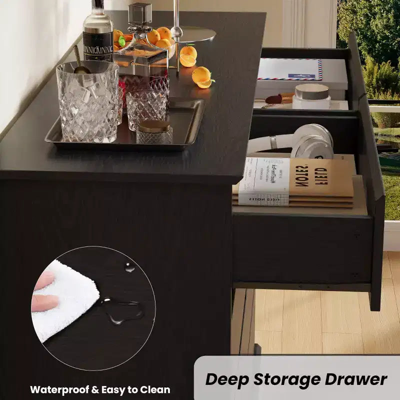 Commode double à 8 tiroirs Whizmax - Commode en bois à plateau large avec tiroirs profonds pour chambre à coucher, chambre d'enfant, salon