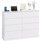 Commode double à 8 tiroirs Whizmax - Commode en bois à plateau large avec tiroirs profonds pour chambre à coucher, chambre d'enfant, salon