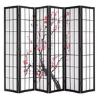 VEVOR Room Divider, 6 Panel Japanese Room Divider Screen, Wood Folding Privacy Screen Indoor, Japanese Partition Portable Decoration Dividers Black