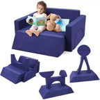 Acekool Canapé de jeu modulaire convertible 7 pièces pour enfants avec housses douces bleu marine pour salles de jeux et aventures intérieures