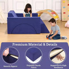 Acekool Canapé de jeu modulaire convertible 7 pièces pour enfants avec housses douces bleu marine pour salles de jeux et aventures intérieures