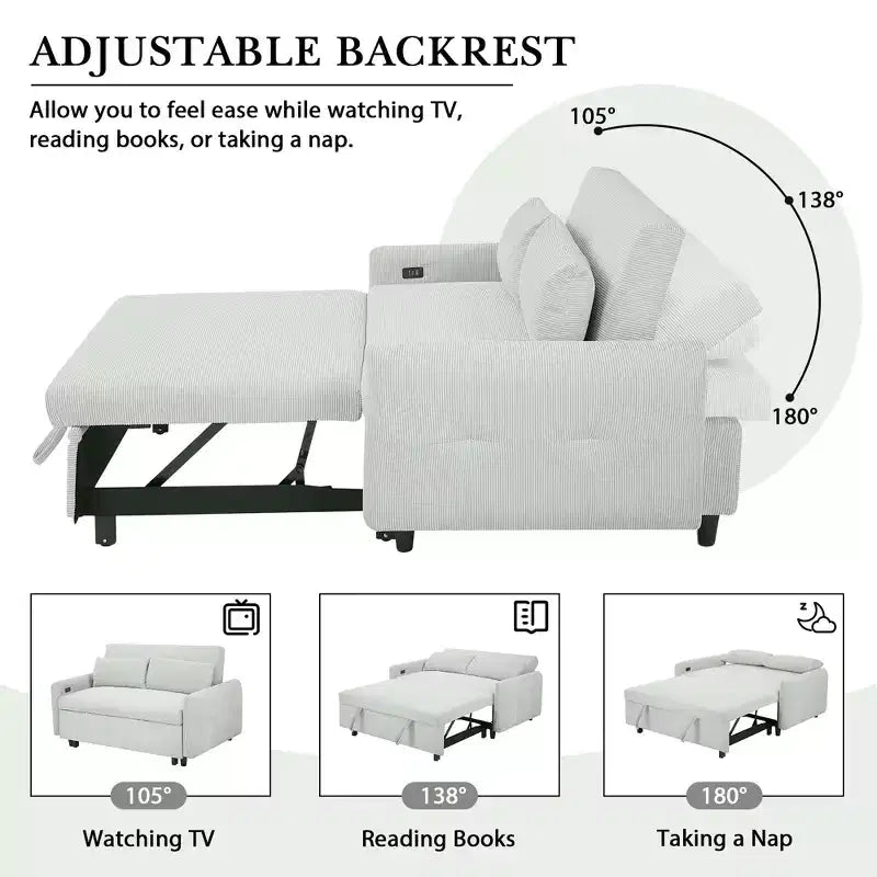 Causeuse-lit Whisen 57,48 avec oreillers et port USB