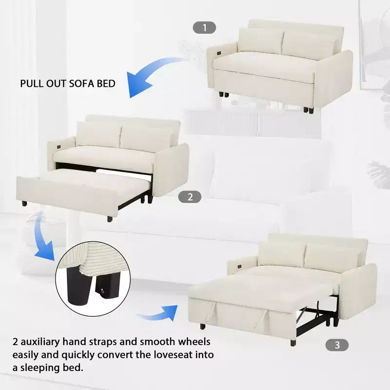 Causeuse-lit Whisen 57,48 avec oreillers et port USB