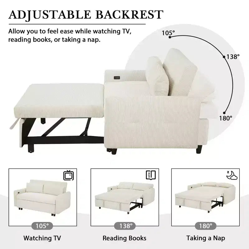 Causeuse-lit Whisen 57,48 avec oreillers et port USB