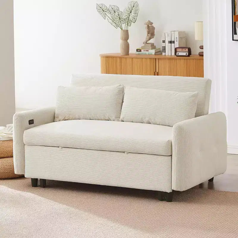 Whisen 57.48 Sleeper Loveseat with Pillows & USB Port