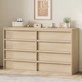 Garvee 8 Drawer Dresser for Bedroom, 54 Natural Double Dresser Organizer with Concave Handle, Modern Chest of Drawer for Bedroom Living Room Nursery