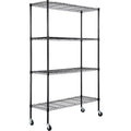 VEVOR Storage Shelving Unit with Wheels, 4-Tier Adjustable, 700 lbs Capacity, Heavy Duty Garage Shelves Metal Organizer Wire Rack, Black