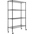 VEVOR Storage Shelving Unit with Wheels, 4-Tier Adjustable, 700 lbs Capacity, Heavy Duty Garage Shelves Metal Organizer Wire Rack, Black
